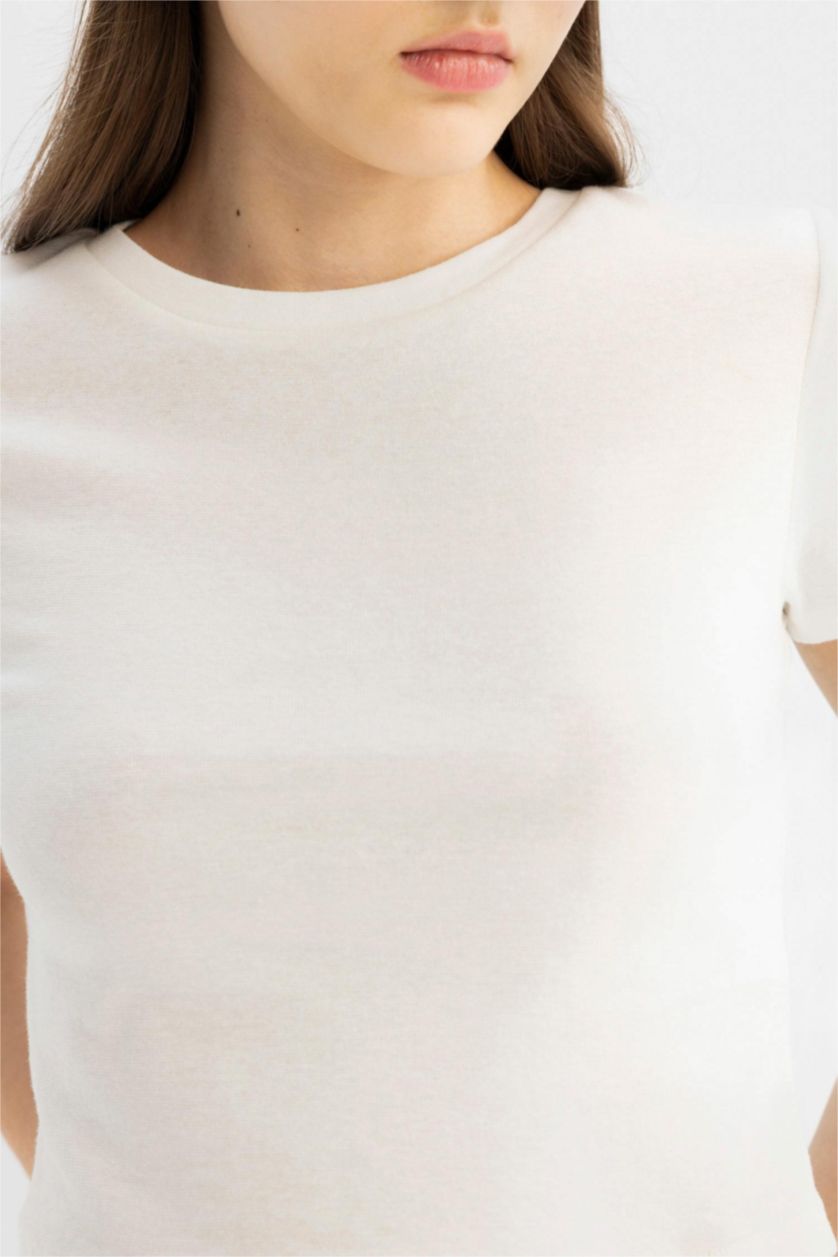 WOMAN White 2 Piece Slim Fit Ribana Short Sleeve T-Shirt