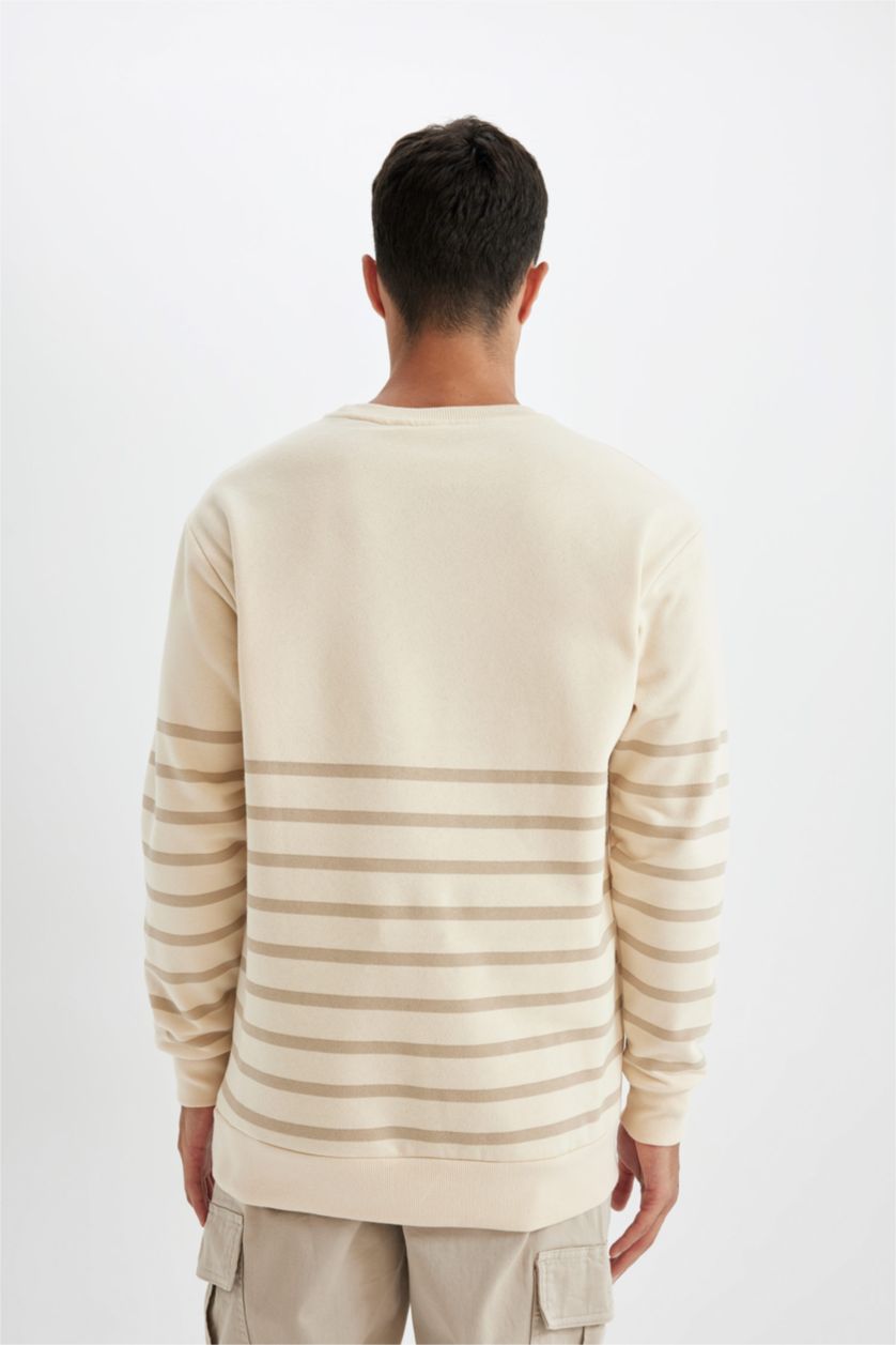 رجال حجري فاتح سويت شيرت قصة مريحة بياخة مستديرة