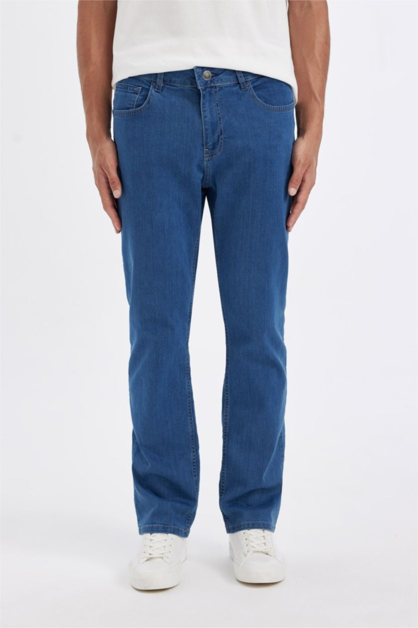 HOMME Bleu Pantalon Jean large à taille haute Coupe comfort