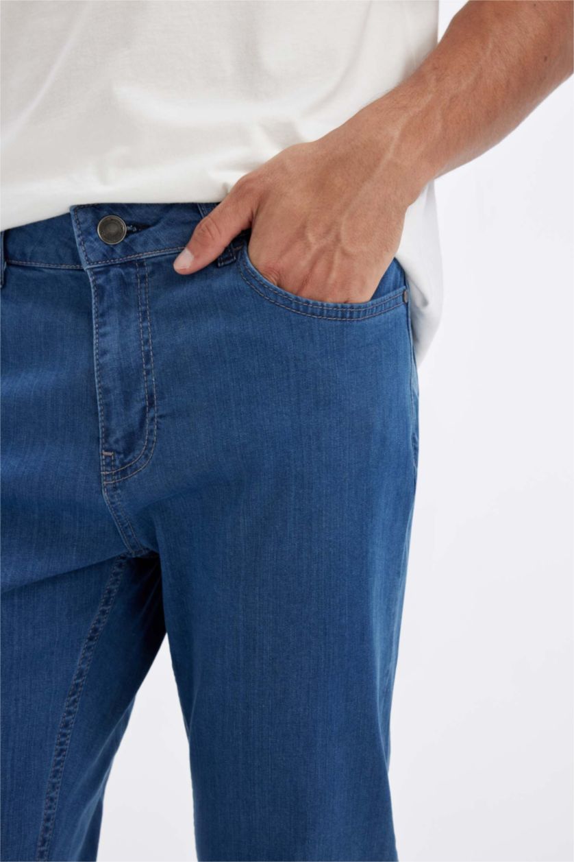 HOMME Bleu Pantalon Jean large à taille haute Coupe comfort