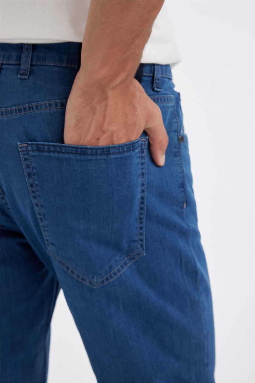 HOMME Bleu Pantalon Jean large à taille haute Coupe comfort