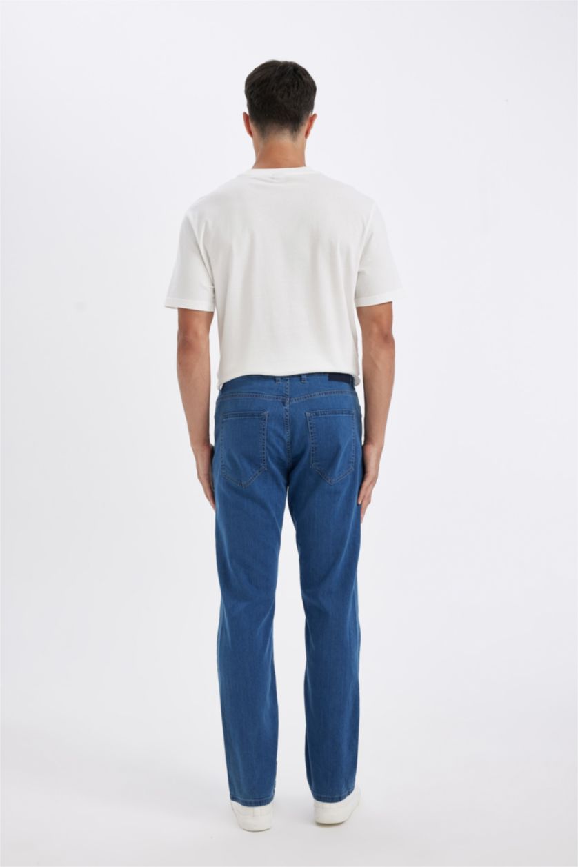 HOMME Bleu Pantalon Jean large à taille haute Coupe comfort