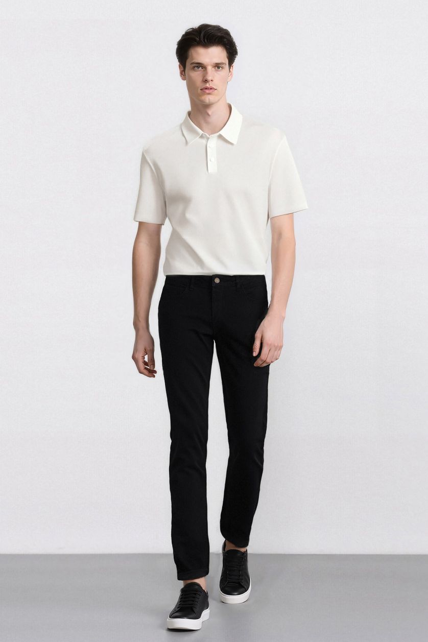 Man Blue Black Sergio Regular Fit Normal Waist Pipe Leg Straight Leg Jeans