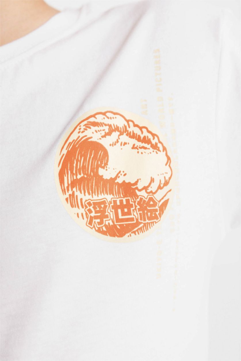 Boys & Teens White Boy Crew Neck Printed Short Sleeve T-Shirt