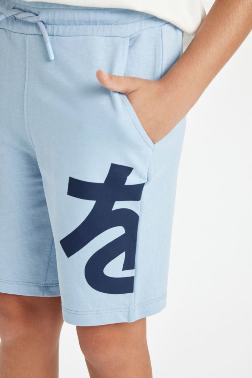 Erkek Çocuk - Genç Erkek Açık Mavi Baskılı Şort Erkek Çocuk