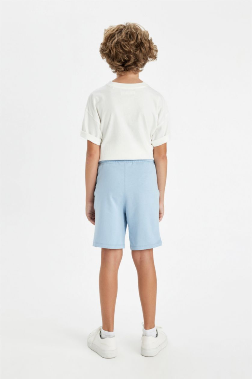 Erkek Çocuk - Genç Erkek Açık Mavi Baskılı Şort Erkek Çocuk