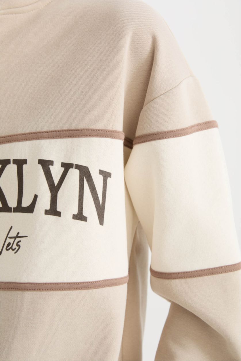 Kadın Taş NBA Brooklyn Nets Oversize Geniş Kalıp Dik Yaka Fermuarlı Kalın Sweatshirt