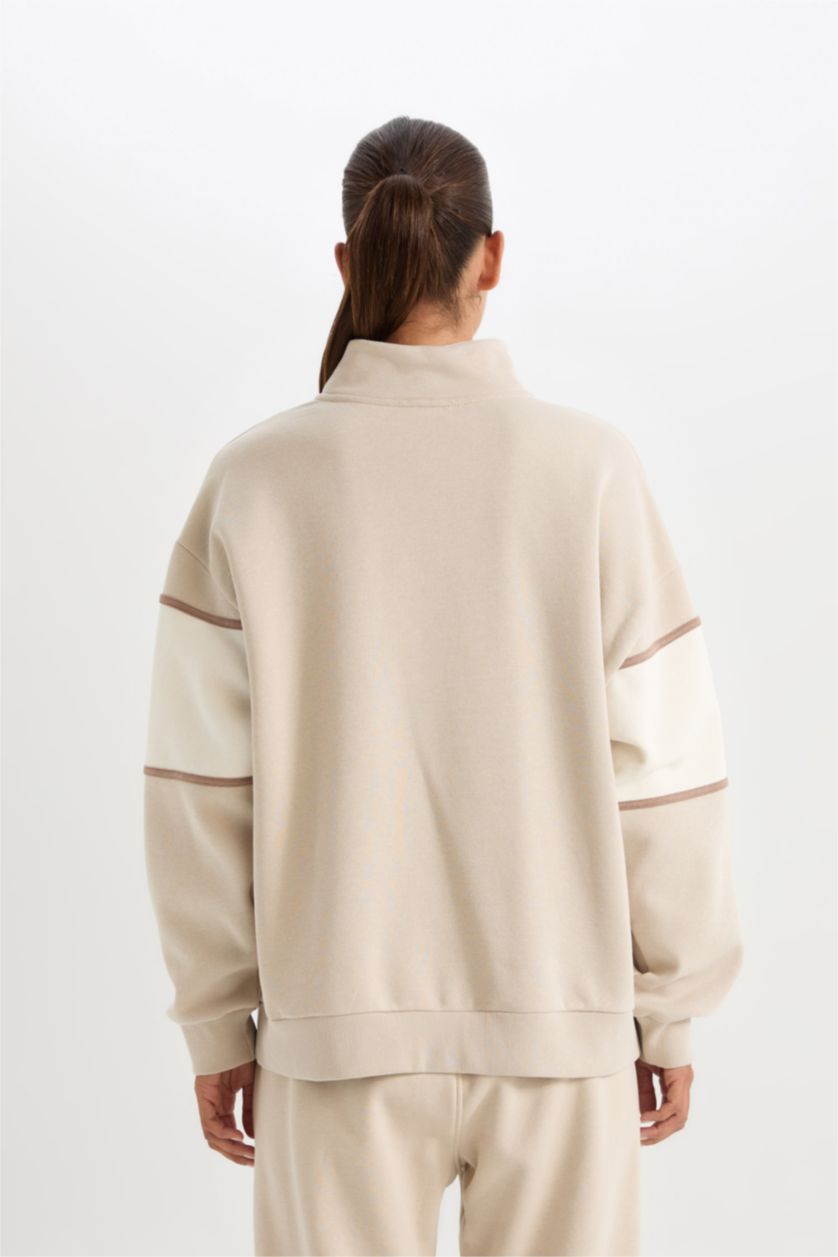 Kadın Taş NBA Brooklyn Nets Oversize Geniş Kalıp Dik Yaka Fermuarlı Kalın Sweatshirt