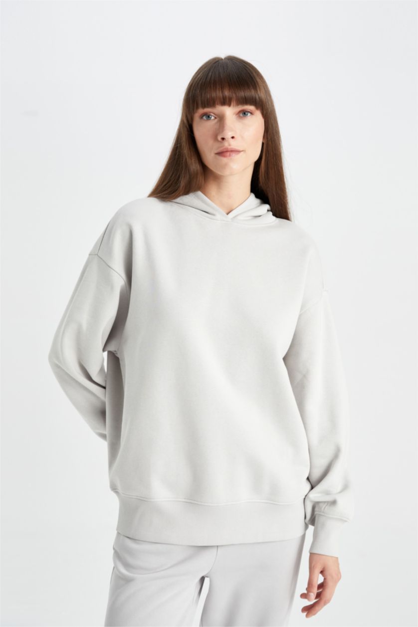 Әйелдерге Ашық сұр бокси фит негізгі бас киімді Свитер