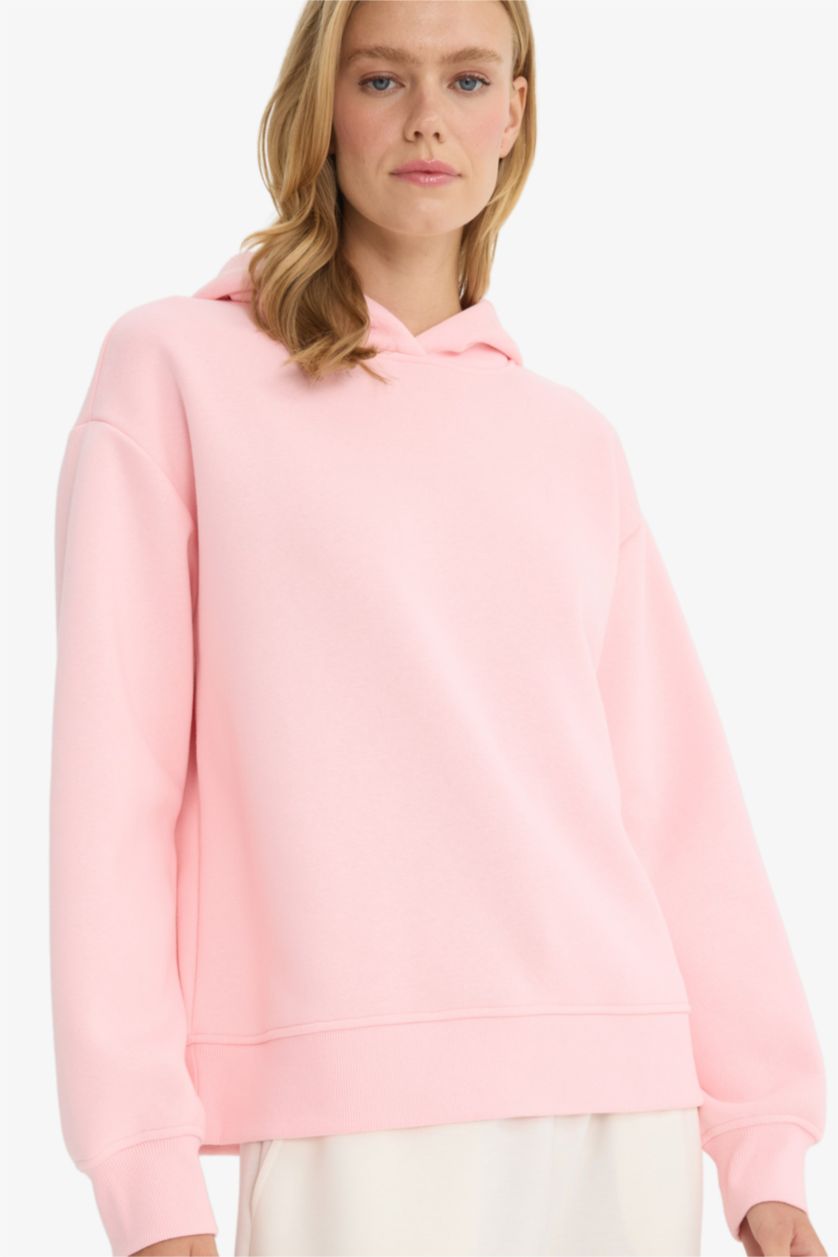 FEMME Rose Clair Sweat à capuche Coupe décontractée