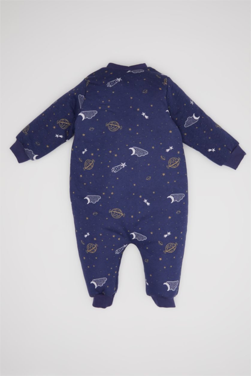 Baby Boy Blue Baby Boy Newborn 1,6 Tog Fiber Star Patterned Zippered Cotton Sleeping Jumpsuit