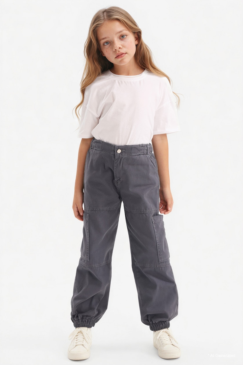 بنات أنثرا Girl Parachute Cotton Cargo Pants