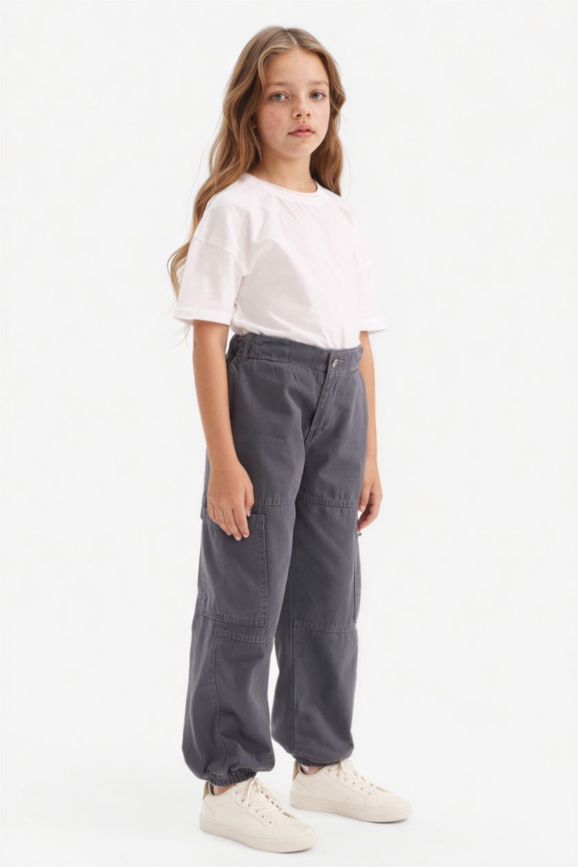 GIRLS & TEENS Anthracite Girl Parachute Cotton Cargo Pants