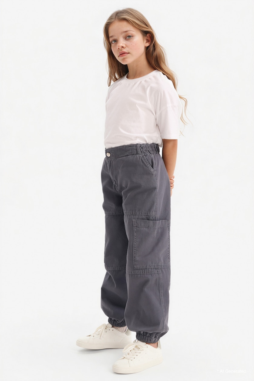 بنات أنثرا Girl Parachute Cotton Cargo Pants