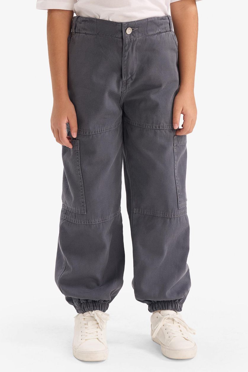 GIRLS & TEENS Anthracite Girl Parachute Cotton Cargo Pants