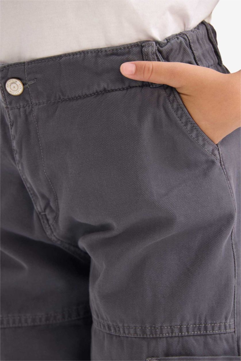 GIRLS & TEENS Anthracite Girl Parachute Cotton Cargo Pants