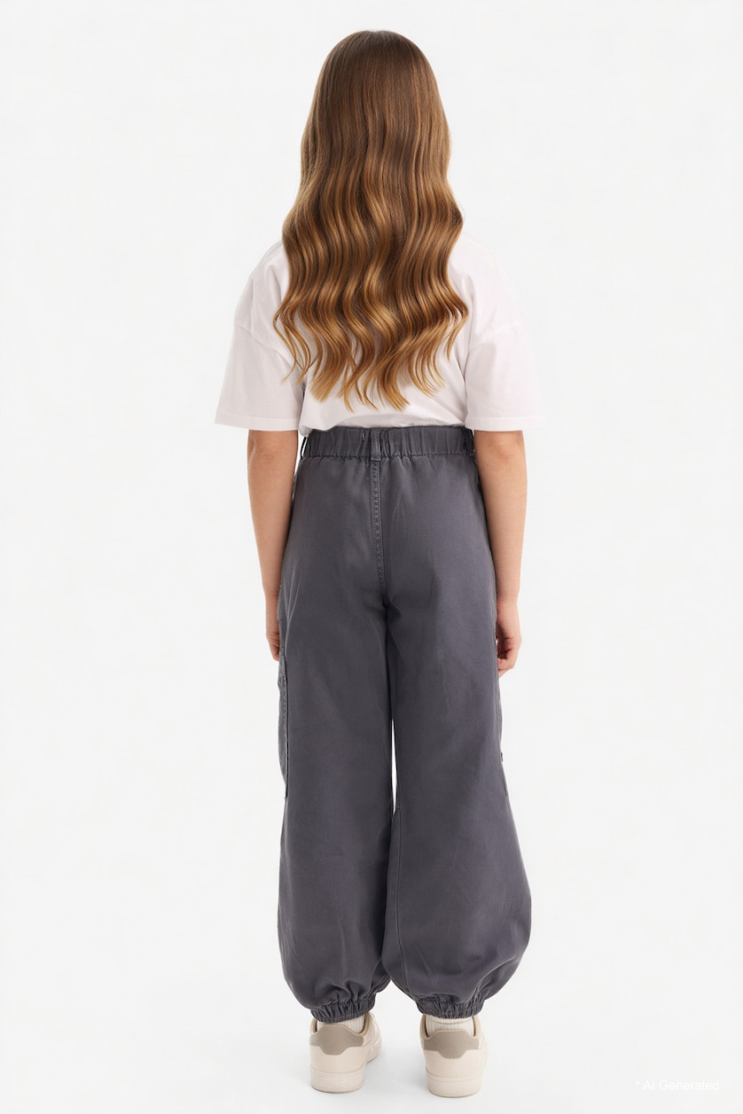 بنات أنثرا Girl Parachute Cotton Cargo Pants