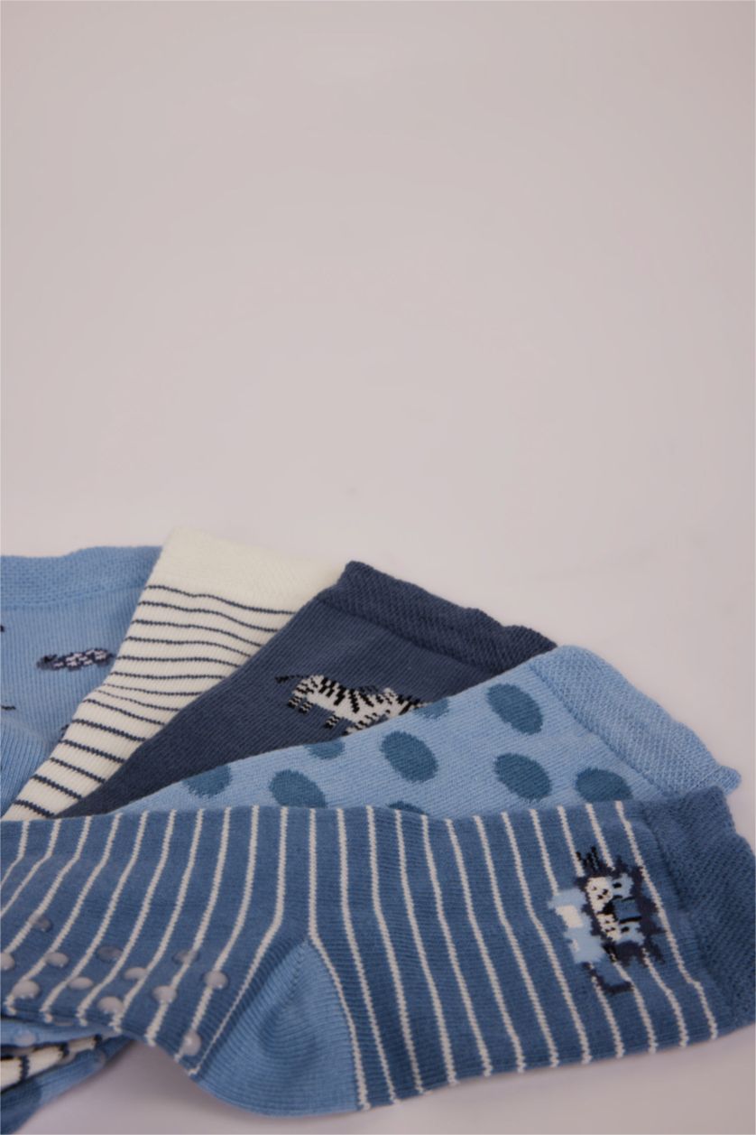 Erkek Bebek Karma Erkek Bebek Kaydırmaz Taban 5'li Pamuklu Uzun Çorap