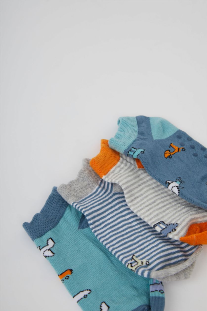 Erkek Bebek Karma Erkek Bebek Kaydırmaz Taban 4'lü Pamuklu Patik Çorap