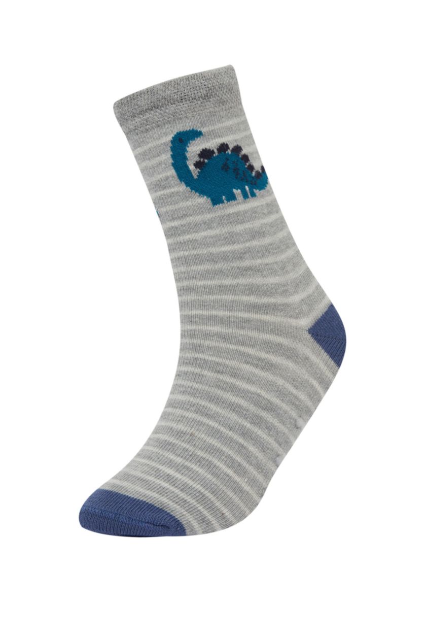 Erkek Bebek Karma Erkek Bebek Kaydırmaz Taban 5'li Pamuklu Uzun Çorap