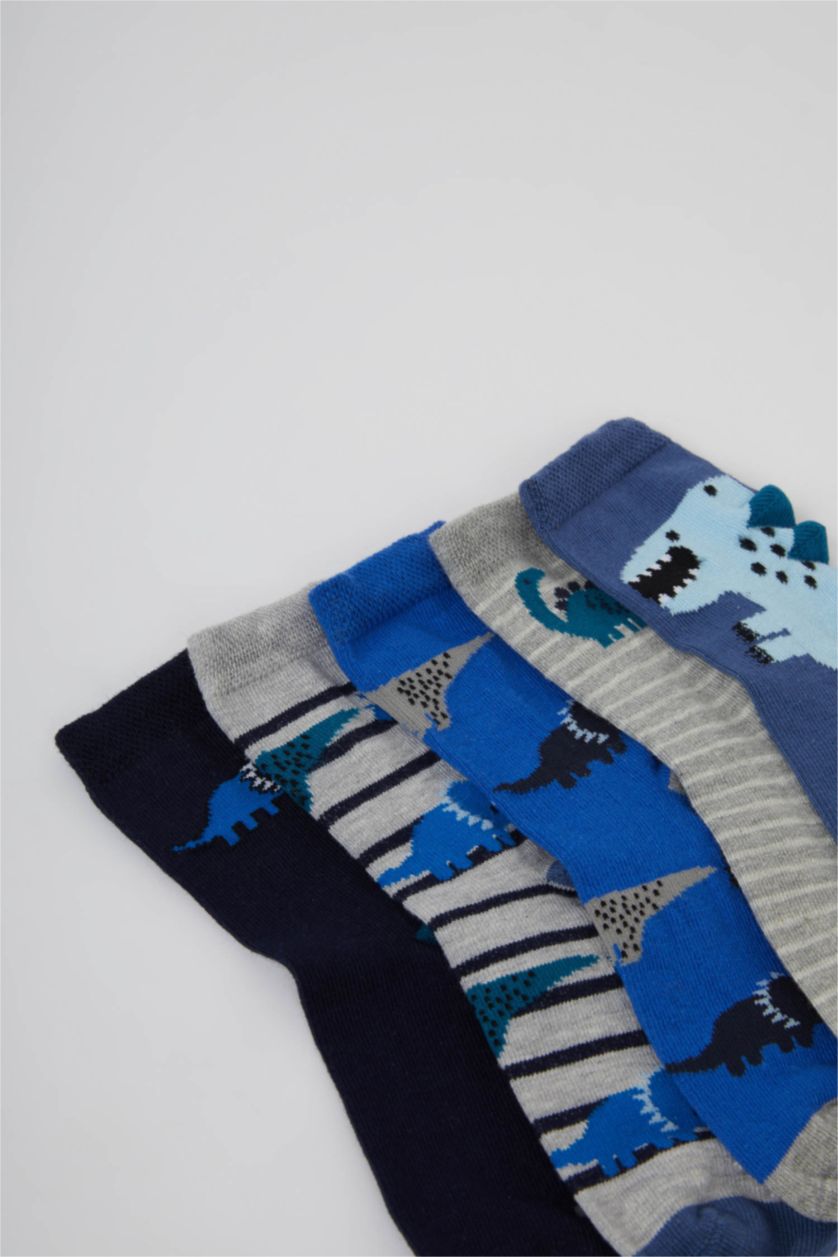 Erkek Bebek Karma Erkek Bebek Kaydırmaz Taban 5'li Pamuklu Uzun Çorap