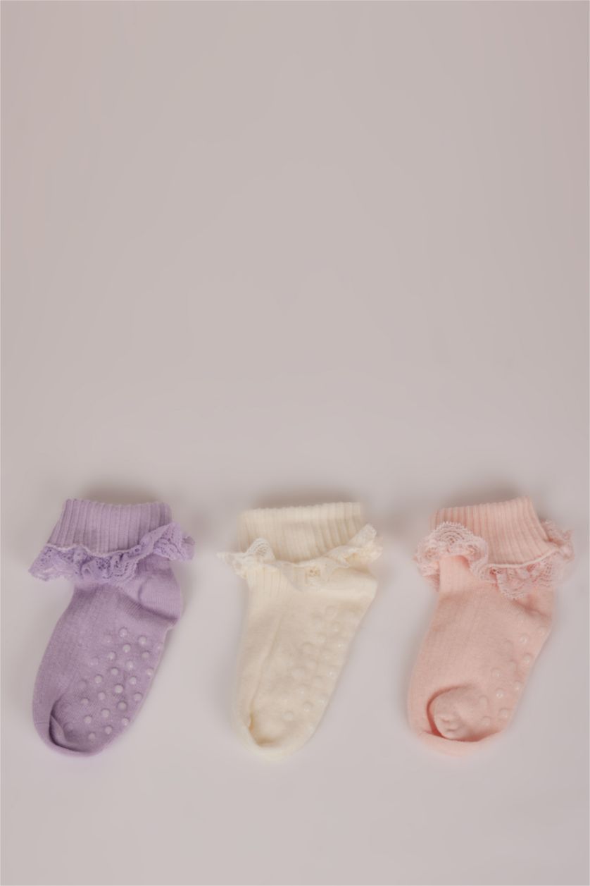 BÉBÉ FILLE Yumuşak Lot de 3 paires de Chaussettes longues en coton pour bébé fille