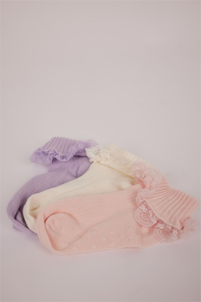BÉBÉ FILLE Yumuşak Lot de 3 paires de Chaussettes longues en coton pour bébé fille