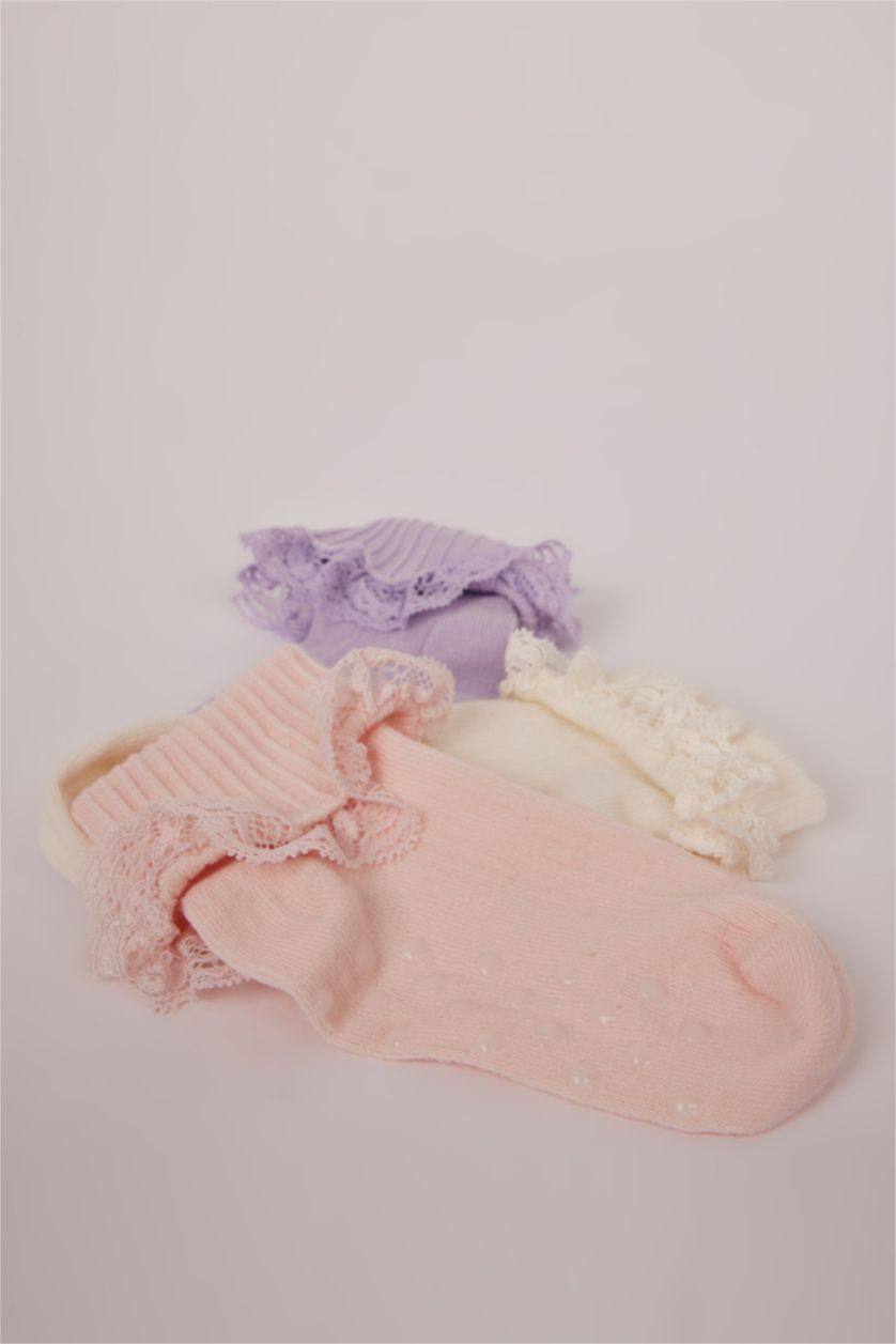 BÉBÉ FILLE Yumuşak Lot de 3 paires de Chaussettes longues en coton pour bébé fille