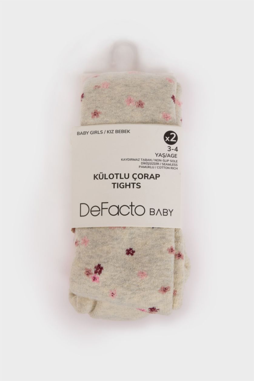 Kız Bebek Karma Kız Bebek Dikişsiz 2'li Pamuklu Külotlu Çorap