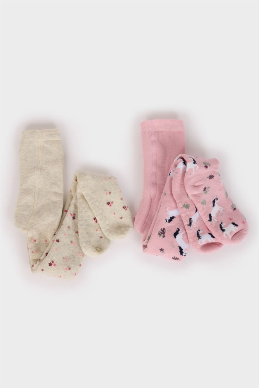 Kız Bebek Karma Kız Bebek Dikişsiz 2'li Pamuklu Külotlu Çorap