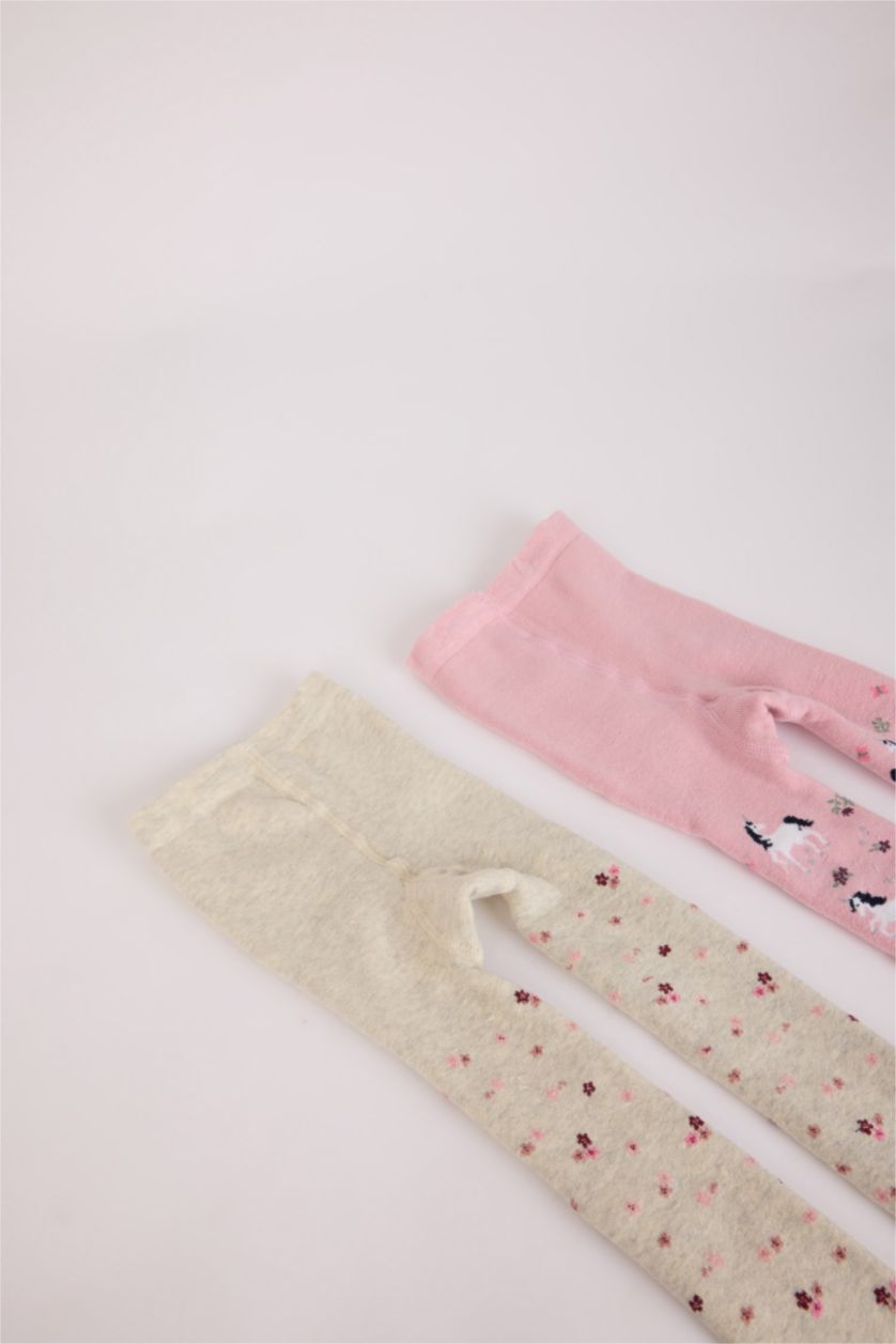 Kız Bebek Karma Kız Bebek Dikişsiz 2'li Pamuklu Külotlu Çorap