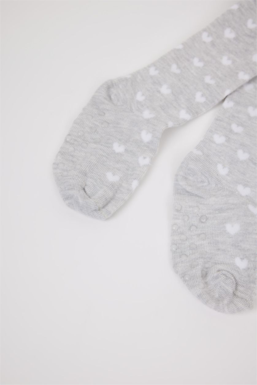 Kız Bebek Karma Kız Bebek Kalp Desenli Dikişsiz 2'li Pamuklu Külotlu Çorap