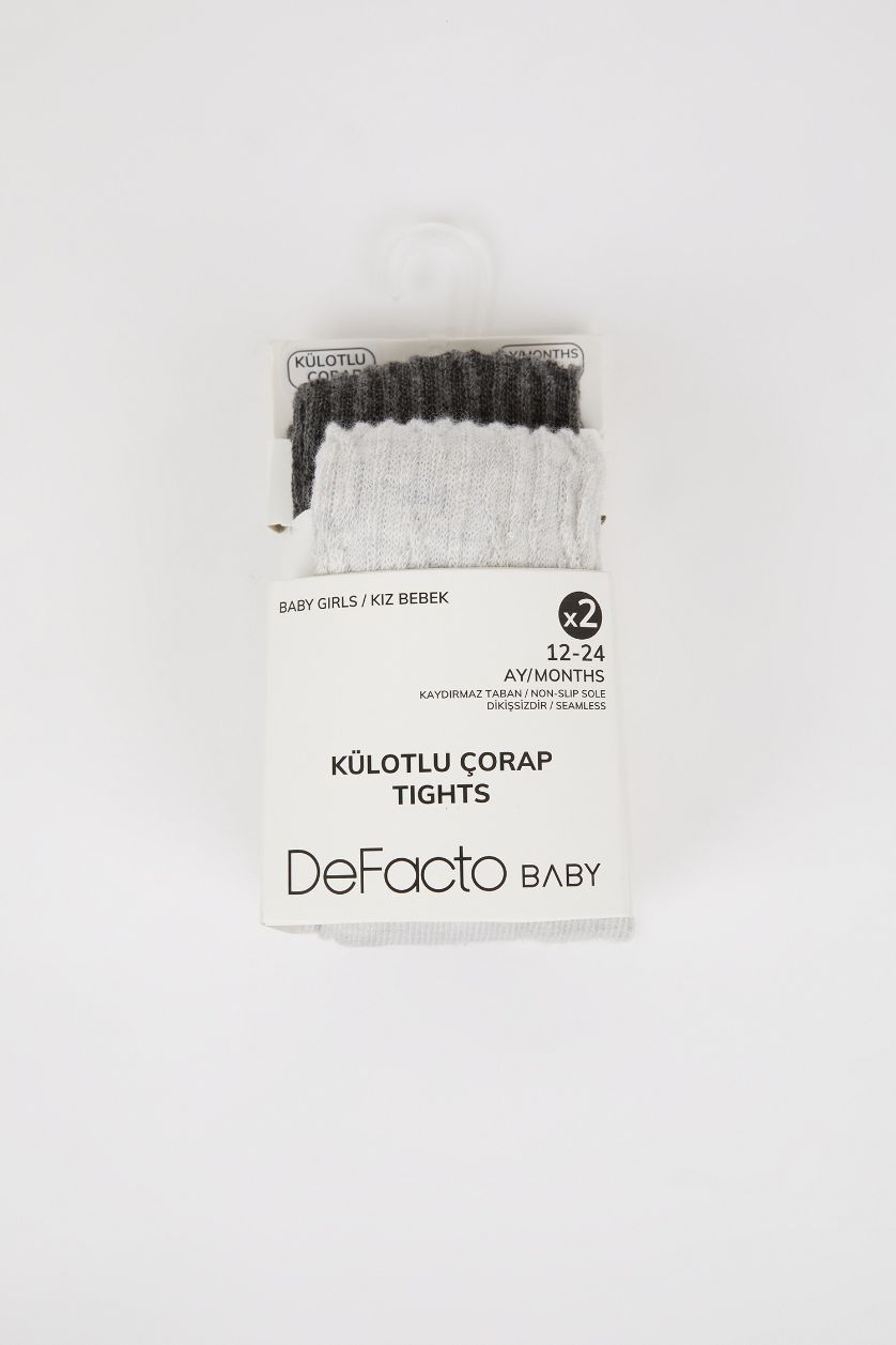 Kız Bebek Karma Kız Bebek Dikişsiz 2'li Pamuklu Külotlu Çorap