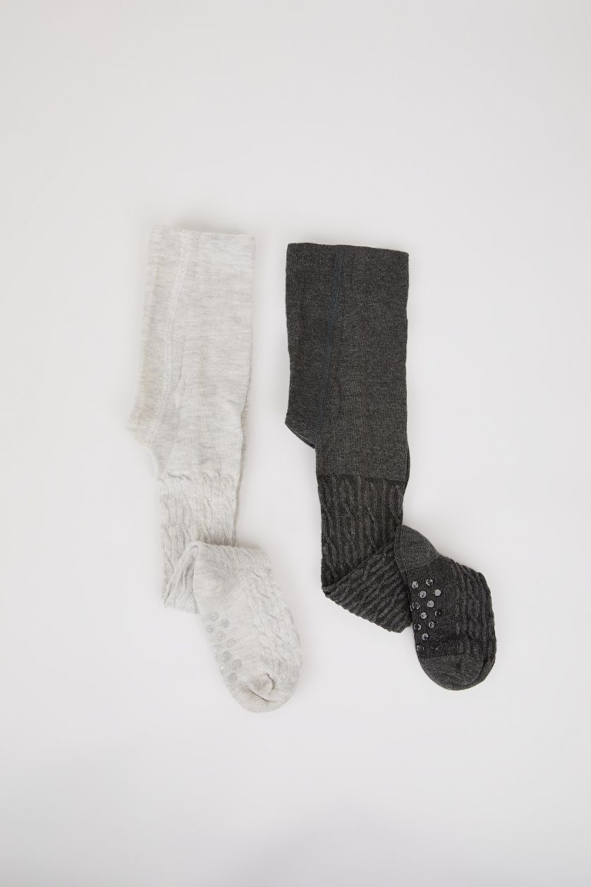 Kız Bebek Karma Kız Bebek Dikişsiz 2'li Pamuklu Külotlu Çorap