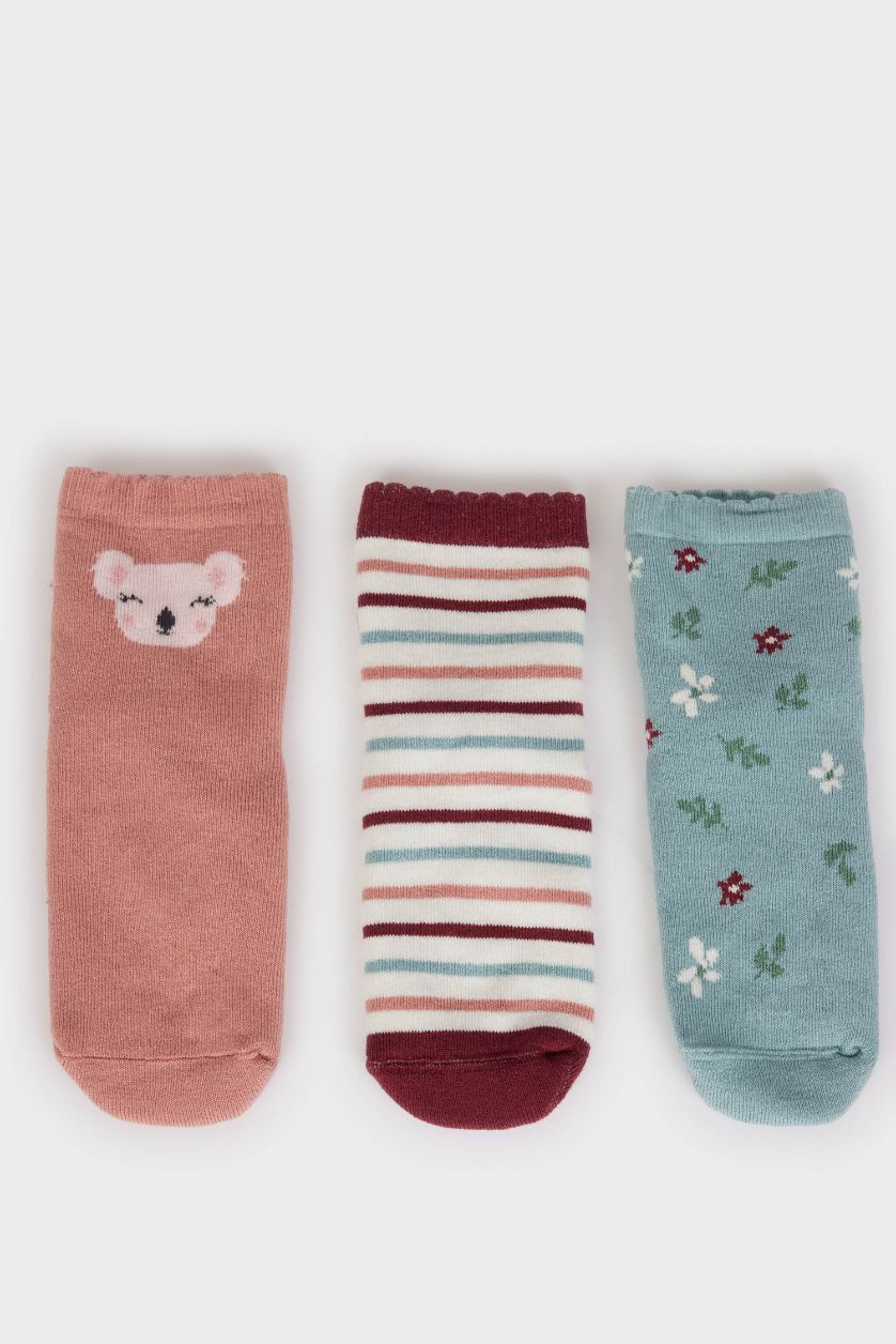 Baby Girl Karma Baby Girl Non-Slip Sole 3 Piece Cotton Long Socks