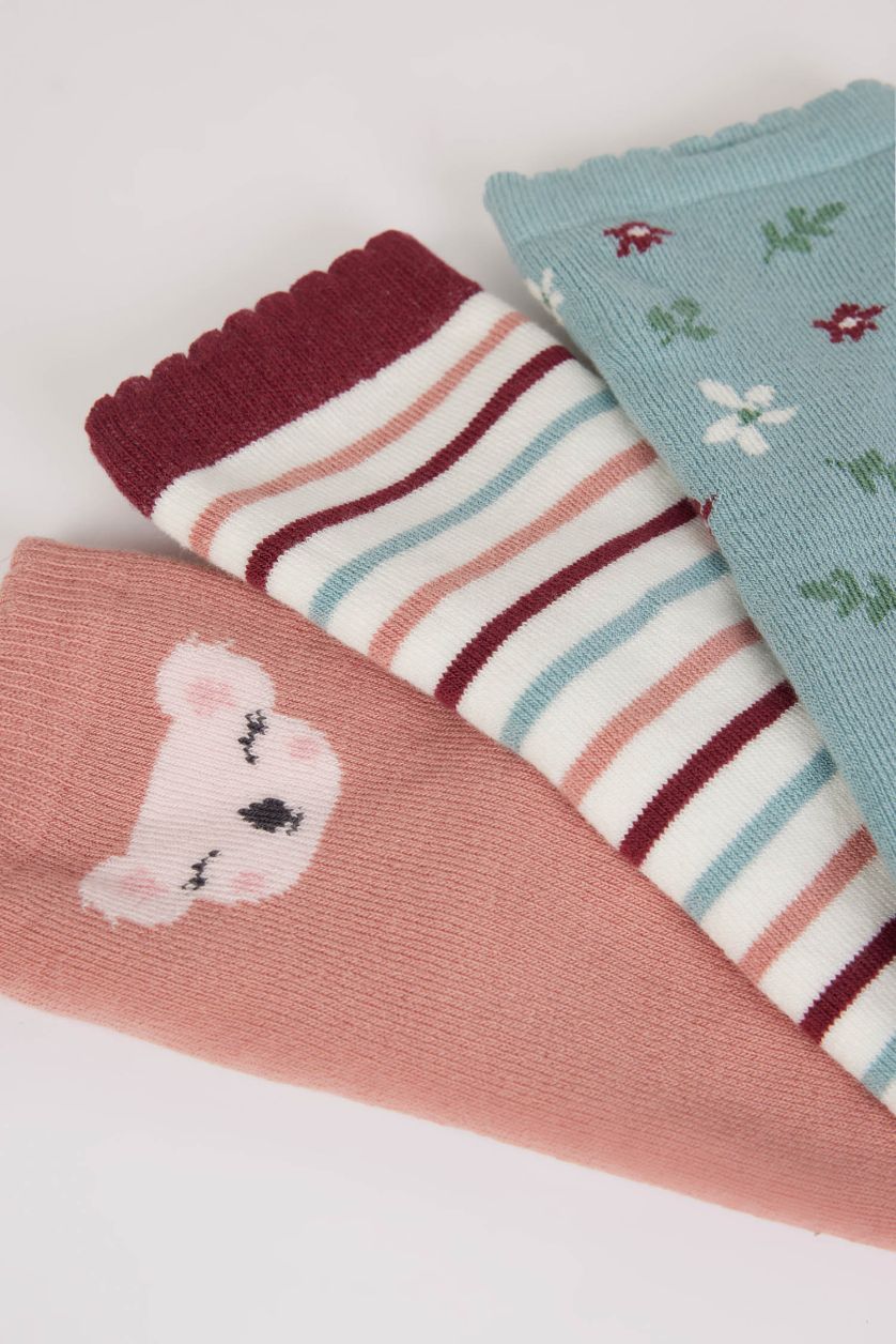 Baby Girl Karma Baby Girl Non-Slip Sole 3 Piece Cotton Long Socks