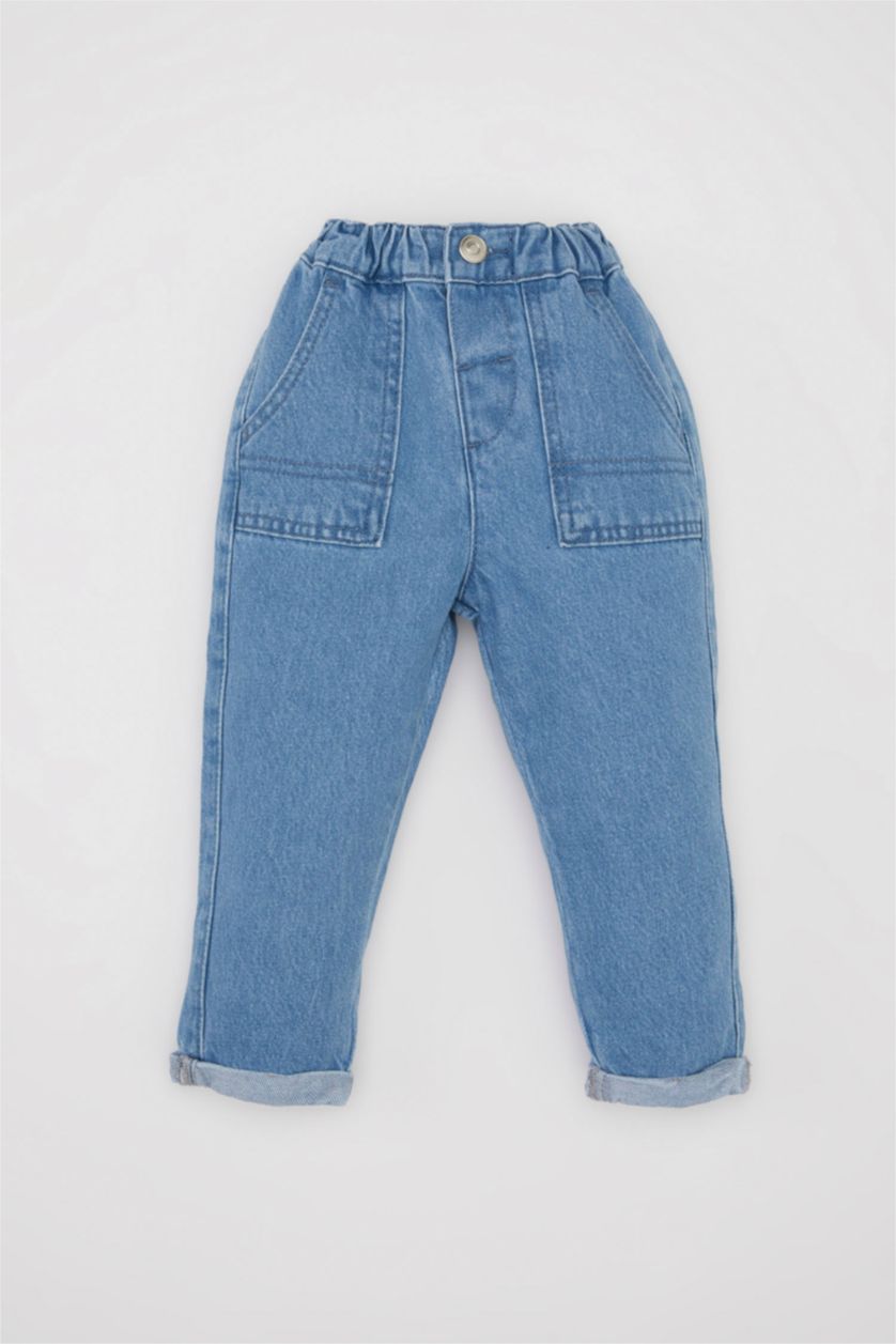 BÉBÉ GARÇON BLEU Clair Jean slim à taille élastique avec poches pour Bébé Garçon