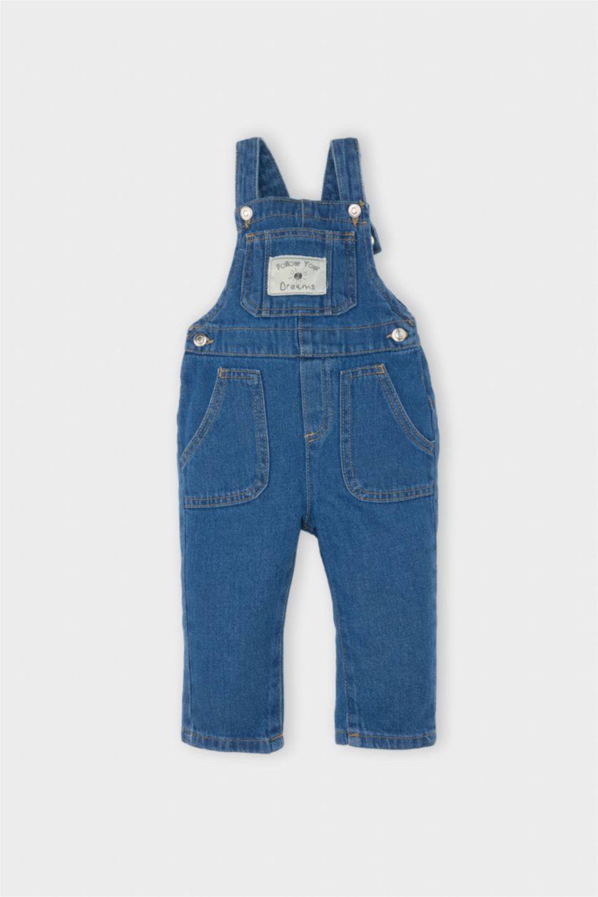 BABY BOY Blue Boy Label Printed Jean Jumpsuit