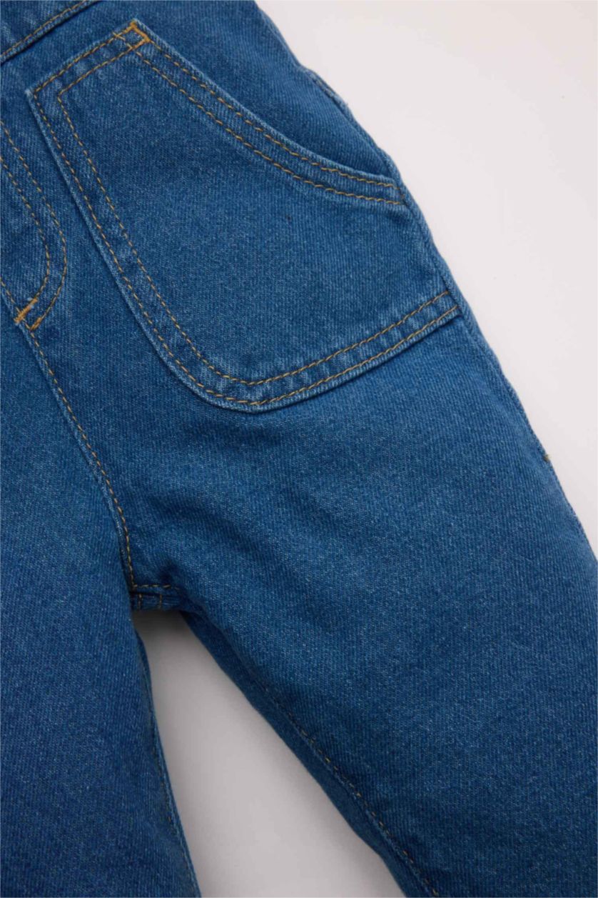 BABY BOY Blue Boy Label Printed Jean Jumpsuit