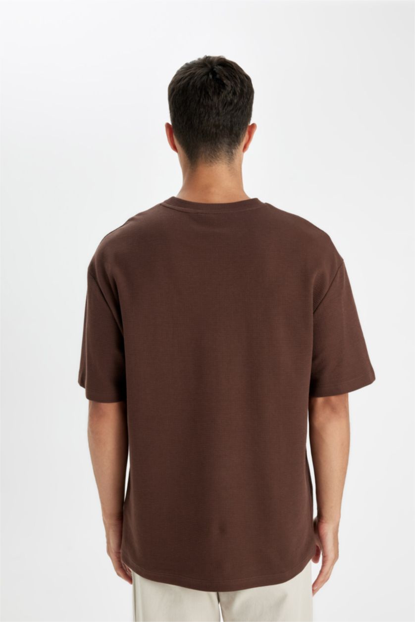 MAN Brown Relax Fit Crew Neck Cotton Basic T-Shirt