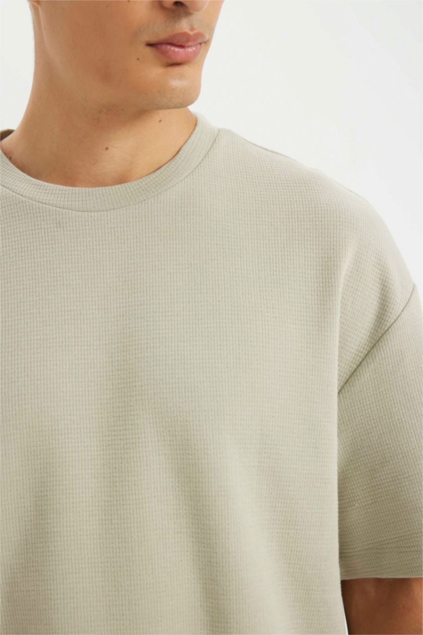 MAN Light Khaki Relax Fit Crew Neck Cotton Basic T-Shirt