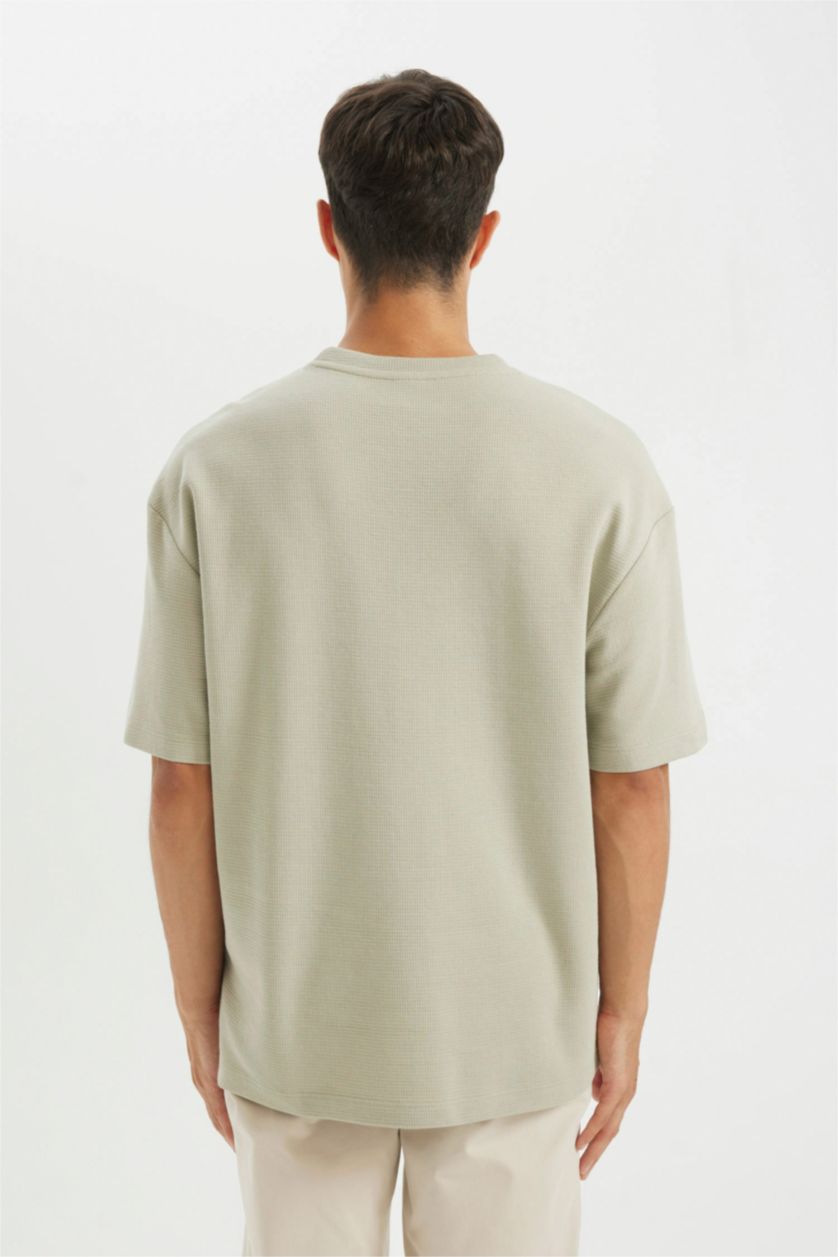 MAN Light Khaki Relax Fit Crew Neck Cotton Basic T-Shirt