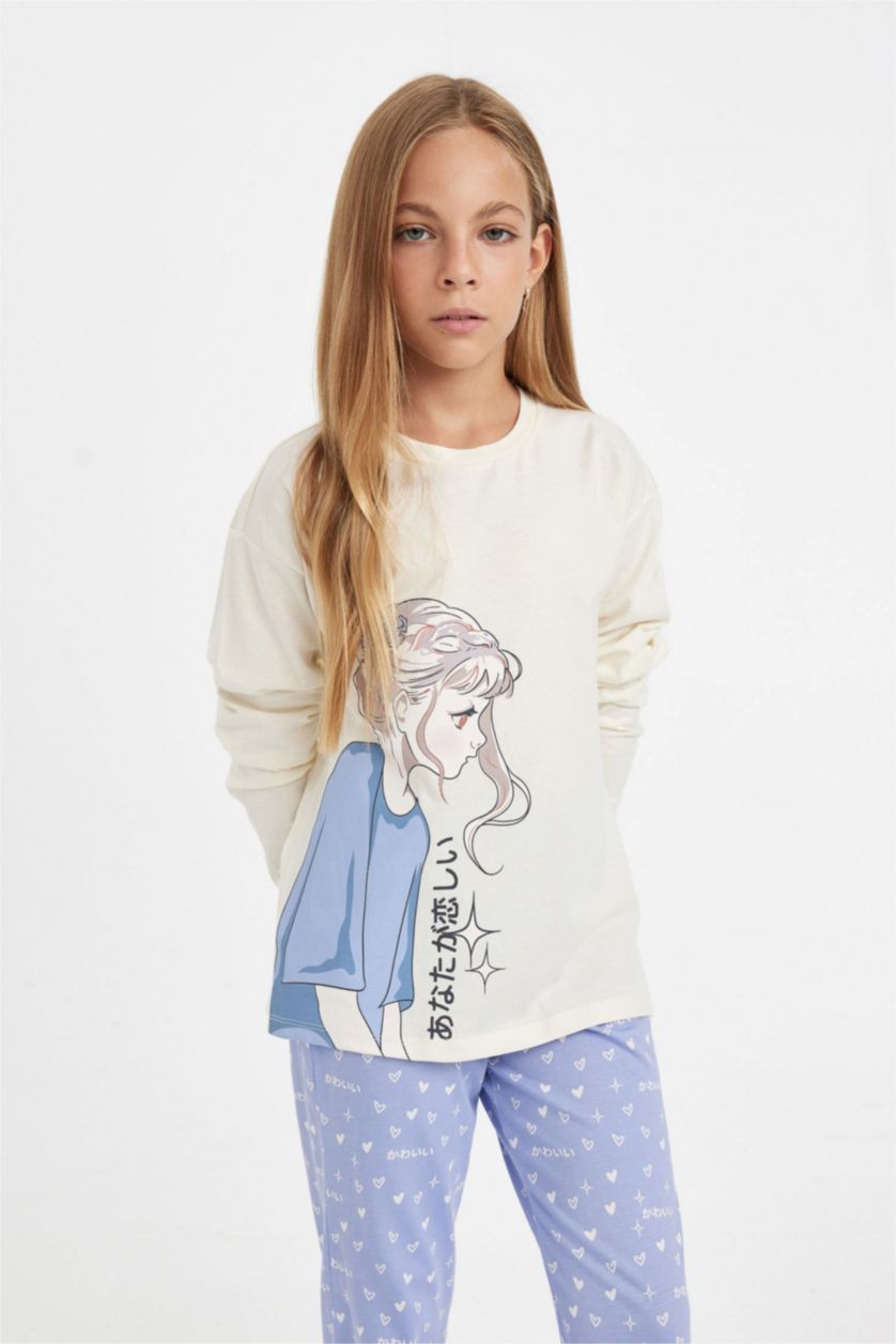 FILLES Écru Ensemble de Pyjama imprimé pour Fille