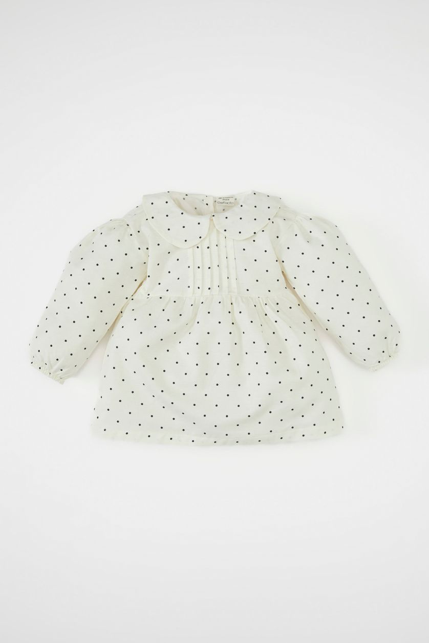 طفلة صغيرة اللون الحجري فستان بناتي تويل منقط قصة عادية كم طويل