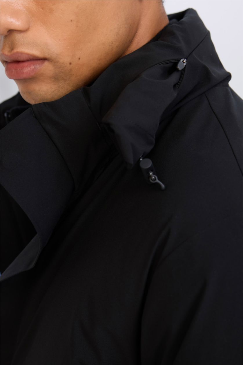 Erkek Siyah Su İtici Fermuarlı Mont