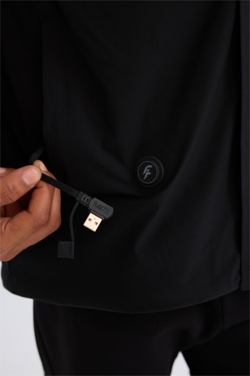 Erkek Siyah Su İtici Fermuarlı Mont