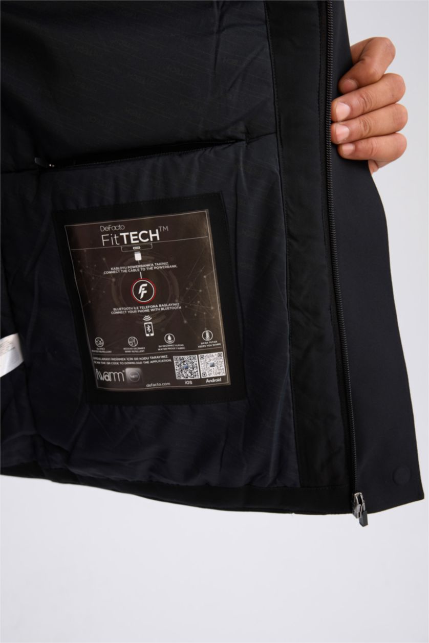 Erkek Siyah Su İtici Fermuarlı Mont