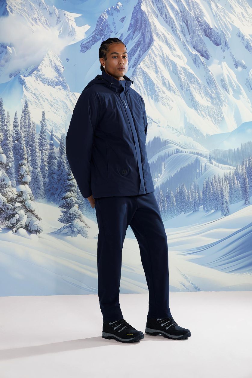 Erkek İndigo Su İtici Fermuarlı Mont