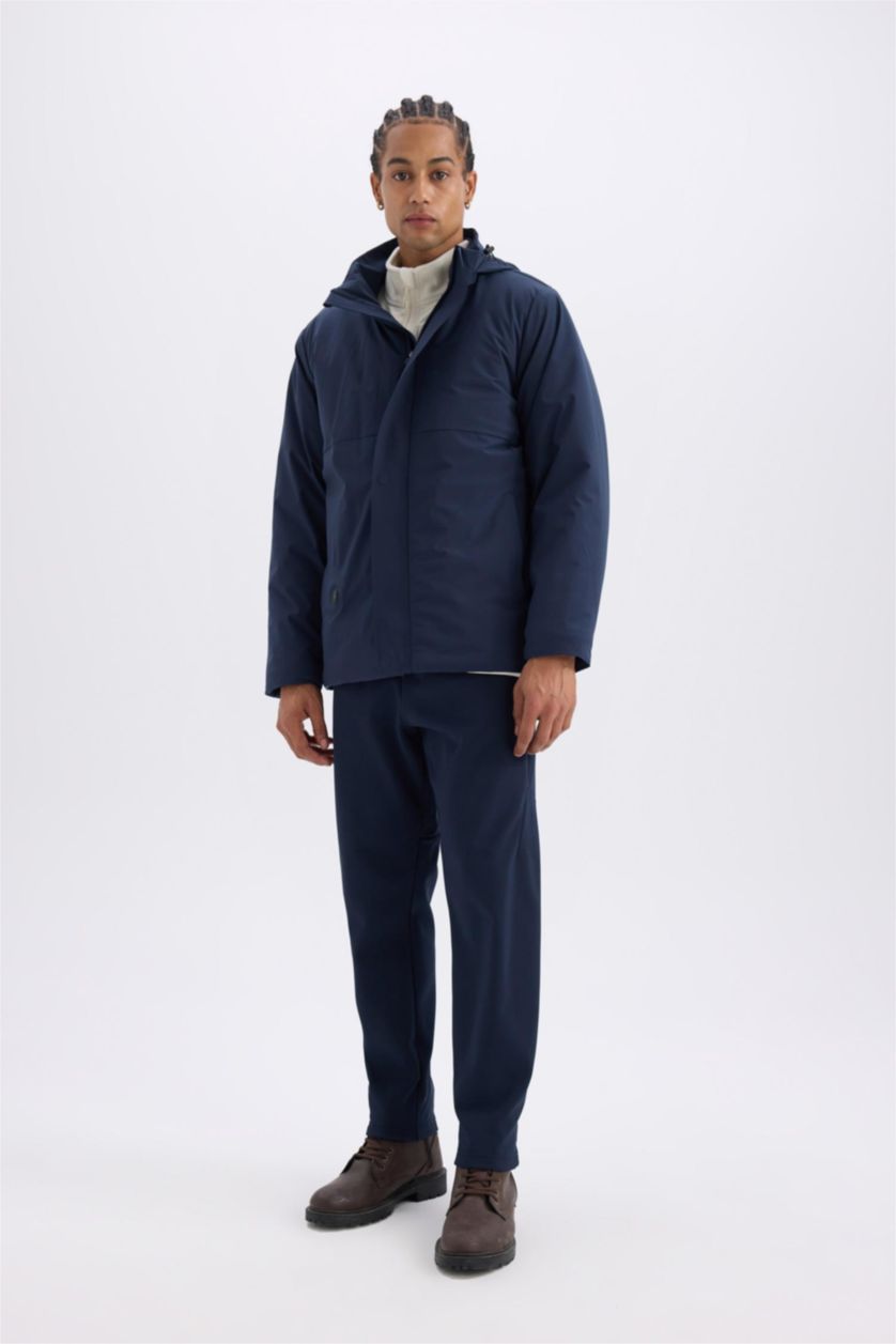 Erkek İndigo Su İtici Fermuarlı Mont