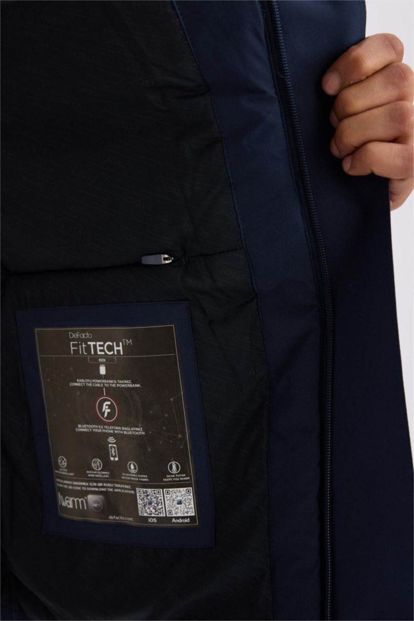 Erkek İndigo Su İtici Fermuarlı Mont